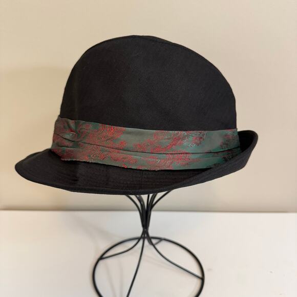 De Lux Fedora Hat Womens M/L Black Cotton Formal Retro Fashion Outdoor Mobwife - Picture 4 of 9